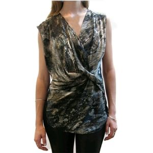 Helmut Lang green black and grey silk top size S